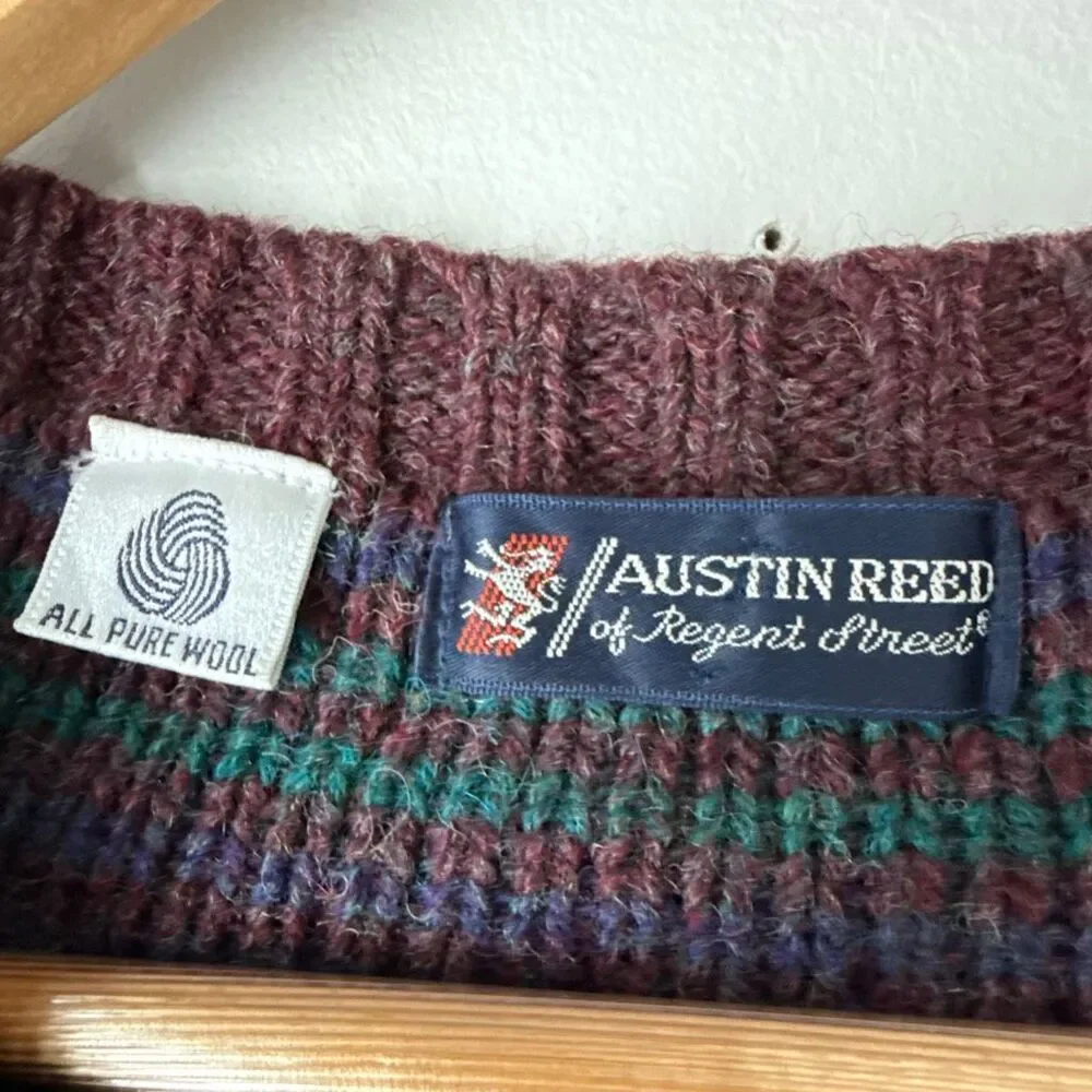 Vintage Austin Reed Shetland wool grandpa sweater men’s size large v neck chunky